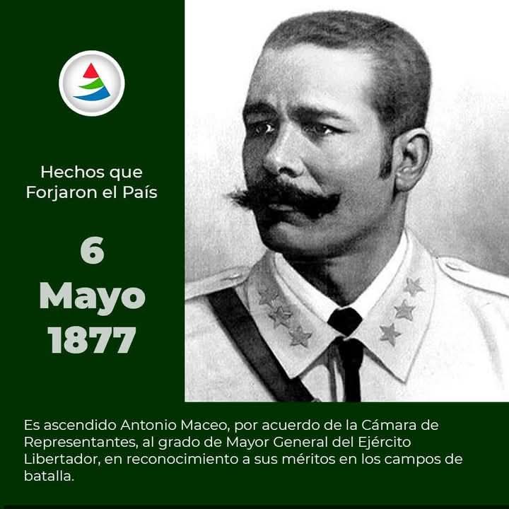 dgeam66970's tweet photo. 6 de mayo de 1877, la Cámara de Representantes ascendió a Antonio Maceo a Mayor General del Ejército Libertador en reconocimiento a su valentía y méritos en el campo de batalla. https://t.co/4Ur5ML9GdC