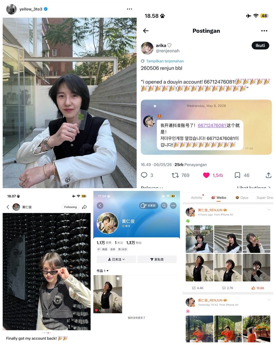 Nikmatnya jadi Renchin, beberapa hari ini kena gebrakan Renjun update instagram ama weibo tiap hari. Terus hari ini 6 mei 2026, Renjun bikin gebrakan baru lagi yang bikin heboh:
1. Renjun update di instagram
2. Renjun update di weibo
3. Renjun inget pasword xhs dan posting foto