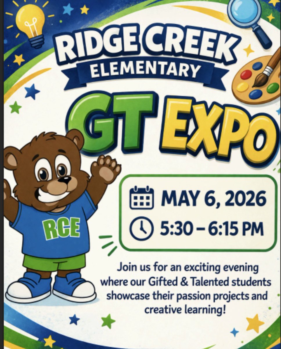 HumbleISD_RCE's tweet photo. Our Gifted and Talented Expo will take place tonight at 5:30pm. Please come out and support our GT students as they present their projects! 💙💚 #cubcommUNITY https://t.co/cYz75Bp4jb