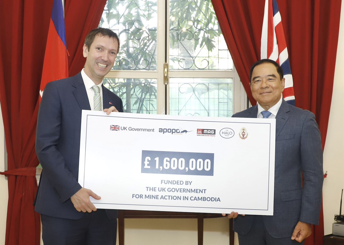 ukincambodia's tweet photo. £1.6M UK renewed support is helping make Cambodia safer 🇬🇧🇰🇭  

Nearly 2M m² of land will be cleared of landmines; unlocking farmland, protecting families &amp; creating opportunity.  

Every cleared field means safer futures.  

#MineAction #SafeCommunities #UKKH https://t.co/CrGtx80MtJ