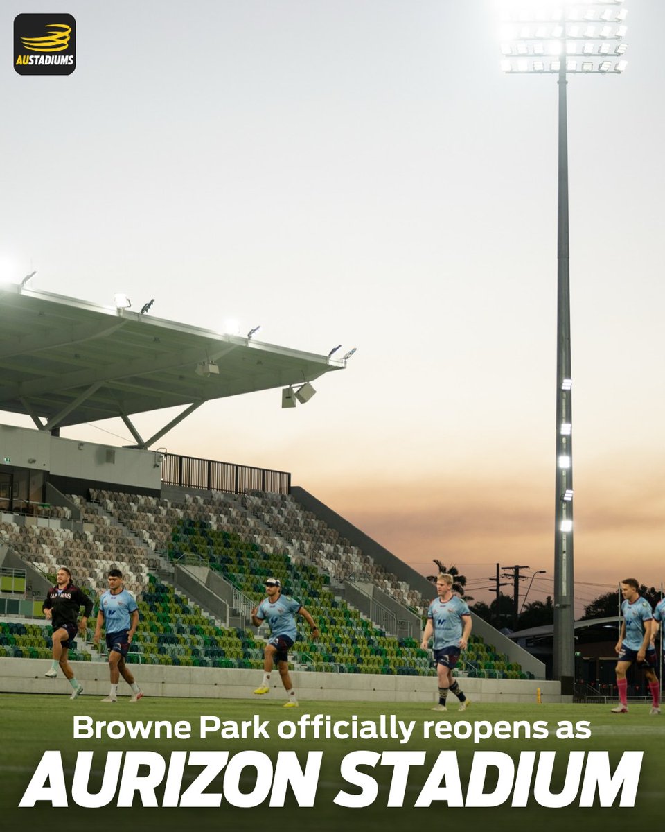 austadiums's tweet photo. Browne Park's $63 million stage 1 upgrade is complete, with the newly-named Aurizon Stadium officially opening on Saturday for the Capras v Bears Hostplus Cup match. Find out more on Austadiums. https://t.co/7SiaUOuxQt
