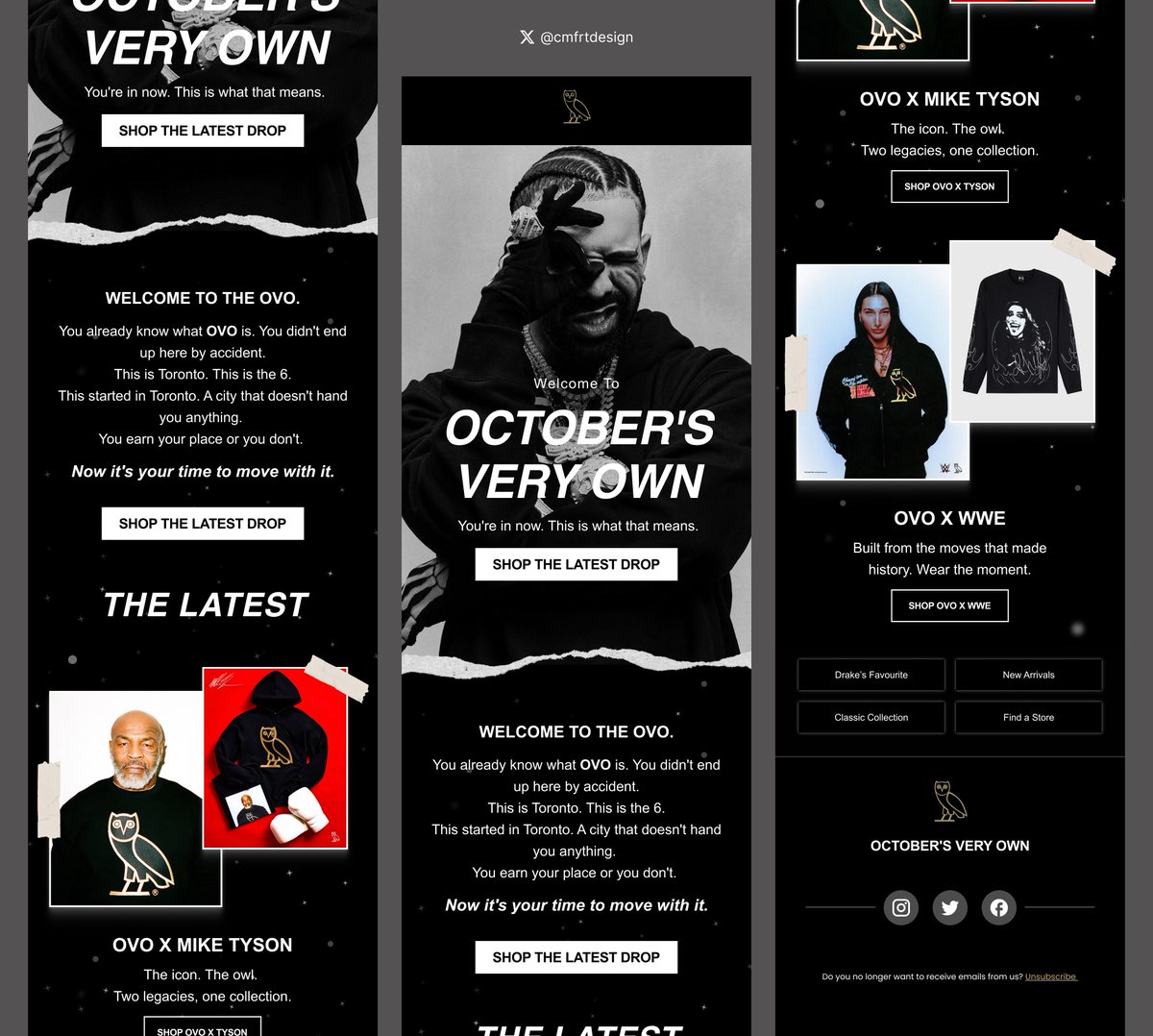 cmfrtdesign's tweet photo. Email Design for a OVO.  

#EmailMarketing #ecommerce #ecom #klaviyo #emaildesign https://t.co/aaXQtDp1VD