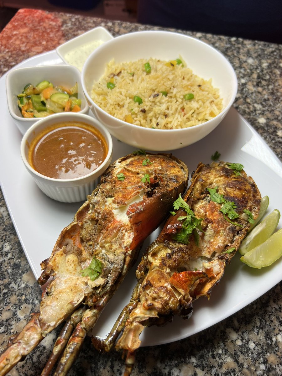 FishTamtam's tweet photo. 🔥 Grilled lobster done right — smoky, juicy, and bursting with flavor. Served with fragrant rice, fresh sides &amp; house sauces. This is seafood satisfaction on a plate. 🦞🍋

#SeafoodLovers #NairobiEats #TamtamsSeafood #FoodieKenya #SeafoodPlatter https://t.co/fY5AXx6pE4