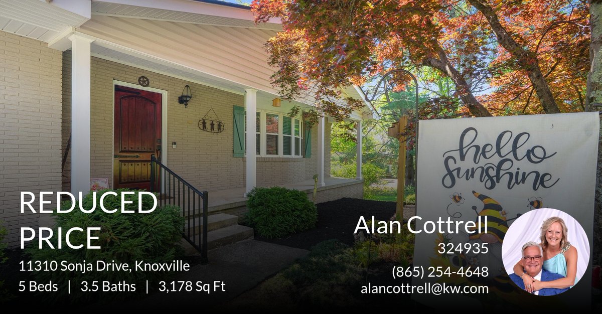 alanmcottrell's tweet photo. 📍 Reduced Price 📍 This recently reduced home at 11310 Sonja Drive in Knoxville won't last long, so, don't wait to set up a showing! Reach out here or at (865) 254-4648 for more information! https://t.co/UErT7IV7TV https://t.co/l9oaD4SuY7