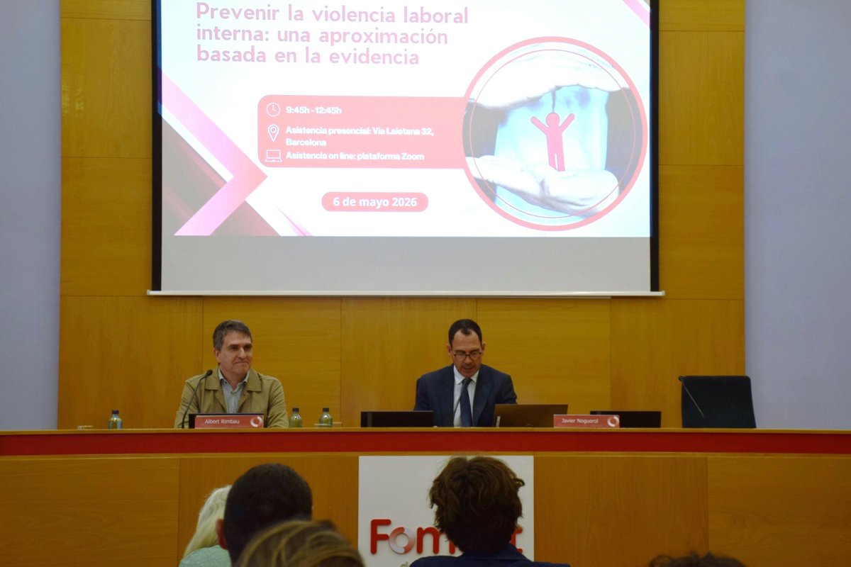 FomentTreball's tweet photo. 🛡️ Foment ha celebrat la jornada 'Prevenir la violència laboral interna: una aproximació basada en l’evidència'.

Una sessió centrada en aportar eines i coneixement científic per ajudar les organitzacions a prevenir situacions de violència laboral interna i avançar cap a entorns de treball més segurs i sostenibles.

🎓 Hi han participat Javier Noguerol (Foment del Treball), Antonio Andrés Pueyo (Catedràtic @FacPsicoUB), i @arimbau (ASECORP).

La jornada s’ha celebrat amb el suport d’@alafeinacaprisc, @gencat.