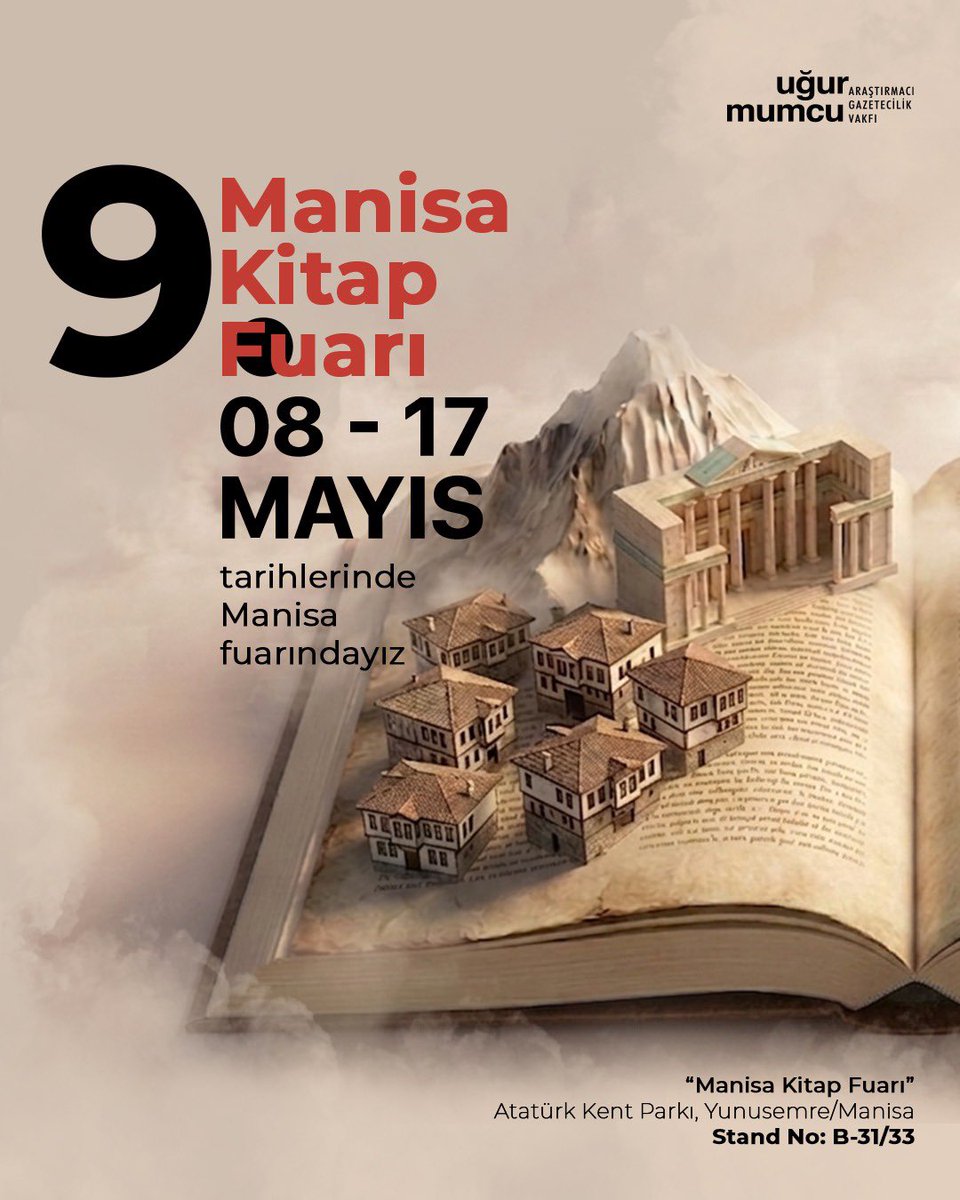 umagyayin's tweet photo. 📚 9. Manisa Kitap Fuarı’ndayız! 

08–17 Mayıs tarihleri arasında Atatürk Kent Parkı’nda gerçekleşecek 9. Manisa Kitap Fuarı’ndayız.
 Tüm kitapseverleri standımıza bekliyoruz! 

📍 Atatürk Kent Parkı, Yunusemre / Manisa 
📌 Stand No: B-31/33 https://t.co/3atE71P60h