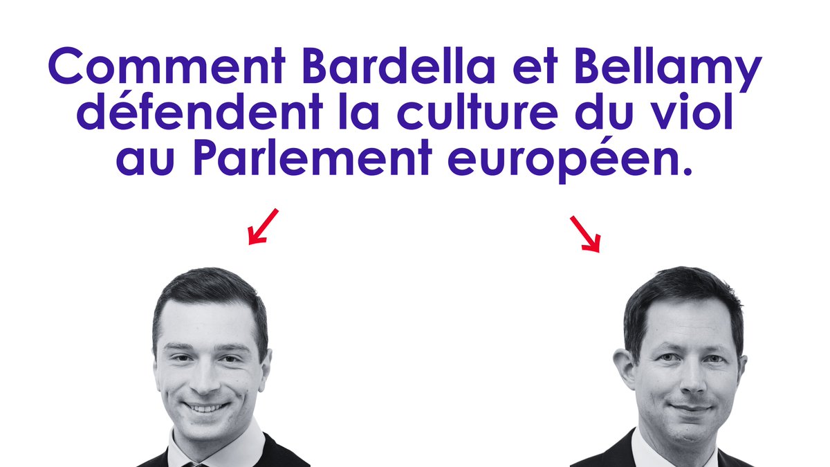 Comment Jordan Bardella et François-Xavier Bellamy défendent ensemble la culture du viol au Parlement 🇪🇺.

Jamais du côté des victimes de violences sexistes et sexuelles et des droits des femmes, toujours du côté des agresseurs.

Analyse de leurs votes de la semaine dernière 👇