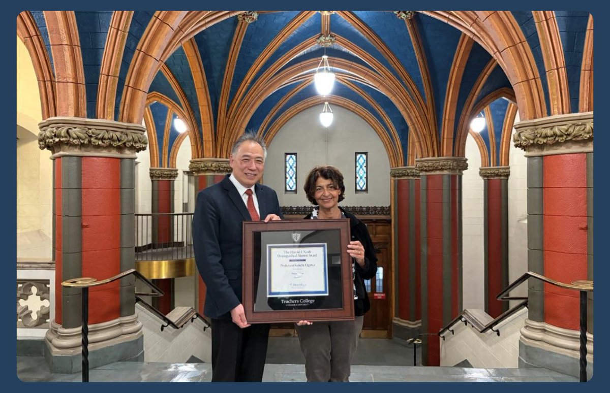 TC_ICEP's tweet photo. Congratulations to Professor Keiichi Ogawa of Kobe University on receiving the Harold J. Noah Distinguished Alumni Award at #CIES2026 for his global contributions to comparative and international education. #ComparativeEducation https://t.co/SfoPJFfWQc