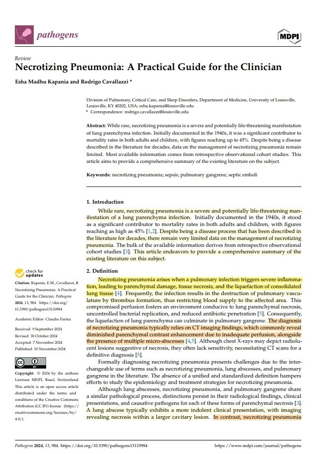 🫁☠️Abordaje y Manejo de la Neumonía Necrotizante

🔰📚Pathogens

doi.org/10.3390/pathog…

Enlace a Artículo Completo👇🏻🆓✅
t.me/SoMELaguna