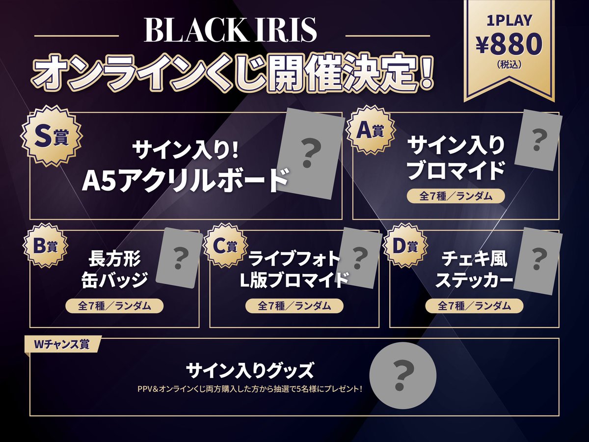 BLACKIRISインスタグラムプレゼント企画 メンバーサイン入りポスター BLACKIRIS 『The Next Phase』ライブ開催記念🎉 オンラインくじ🎯の
