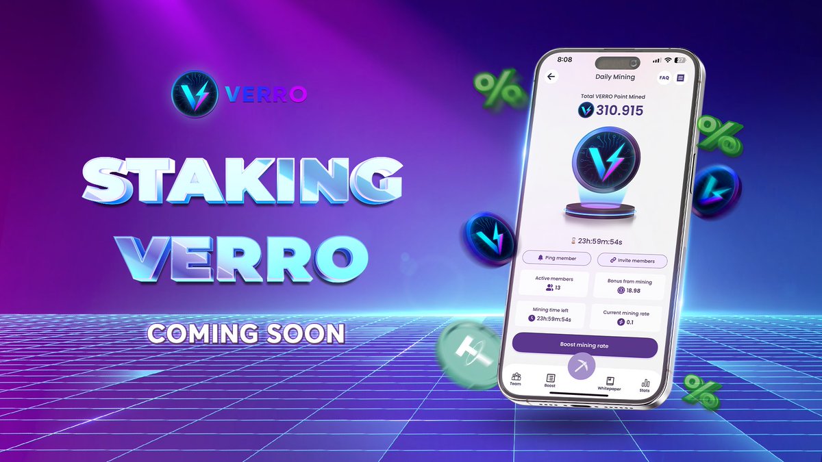 STAKING VERRO — COMING SOON ⚡

Verro is entering a new phase.

Not just mining. Not just collecting points. But building a system where:
contribution + commitment = stronger position.

With the upcoming Verro Staking feature:

🔒 Your staked VERRO will be protected from burn
📈