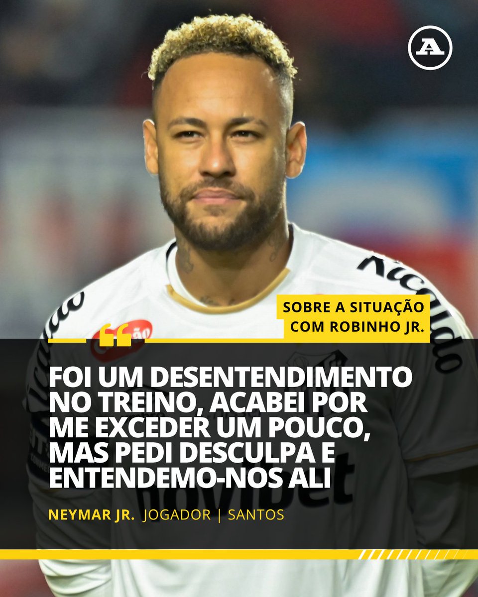 abolapt's tweet photo. Neymar pediu desculpas públicas a Robinho Jr., depois do jogo com o Recoleta, em que marcou e até foi abraçar o jovem ao festejar.

Os dois envolveram-se numa confusão durante o treino de domingo, com Robinho Jr. a afirmar ter levado uma bofetada.

#neymar #robinhojr #santos https://t.co/ownumYHzdv