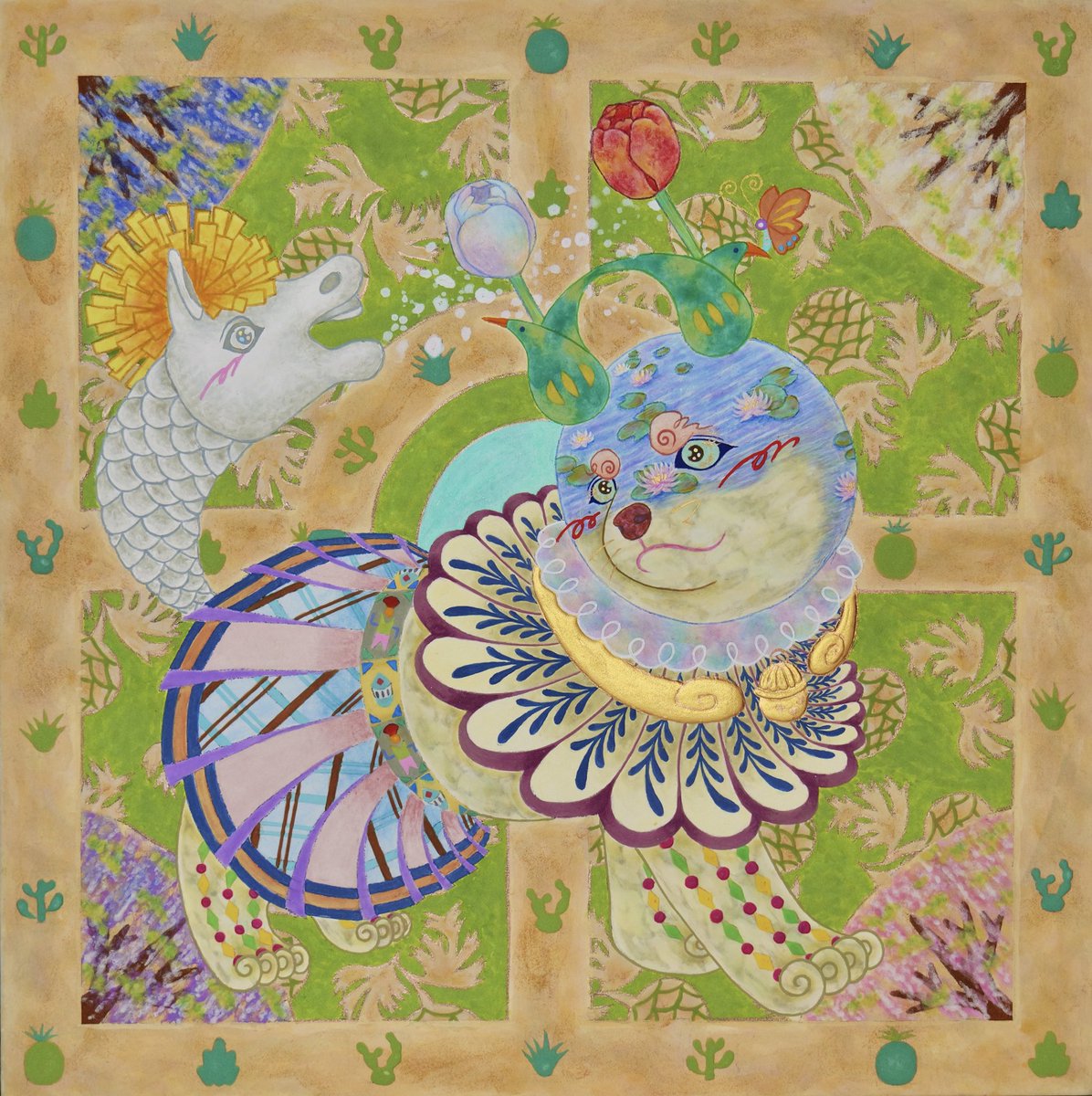 maruuchida51's tweet photo. 「宮庭奉仕の柴メイド」 S3号
現在「柴犬展」にて展示中の作品です！

本作は宮庭をお手入れ・散歩するメイドの柴犬を描きました。

是非ご高覧いただけますと幸いです😊

　　　　　 【柴犬展】
【会期】5/6(水)〜5/13(水)
        11:00〜19:00 ※最終日は17時終了
【会場】八犬堂ギャラリー
#柴犬展 https://t.co/jjSO8WYQ0L