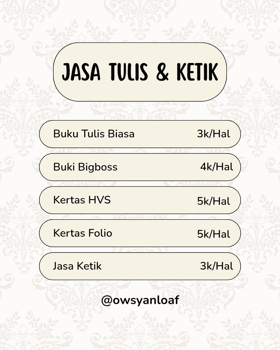 owsyanloaf's tweet photo. OPEN JOKI
 jika berminat langsung ke no ini aja yh
https://t.co/RjjKK8E67m

#jokitugas #jasatulis #jasaketik #zonauang https://t.co/rZss1prBwj