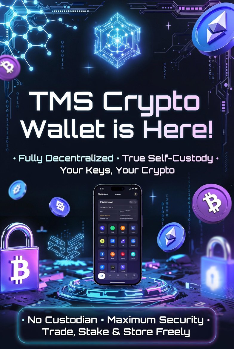 BDXExchange's tweet photo. 🚀 TMS Crypto Wallet is Here!
Fully Decentralized • True Self-Custody
Your Keys, Your Crypto. Your Rules.
No middleman. No custodian. Maximum security.
Trade • Stake • Store with complete freedom.
The future of crypto wallets is finally here! 🔥
#TMSCryptoWallet #Decentralized #CryptoWallet #SelfCustody #Bitcoin #Ethereum