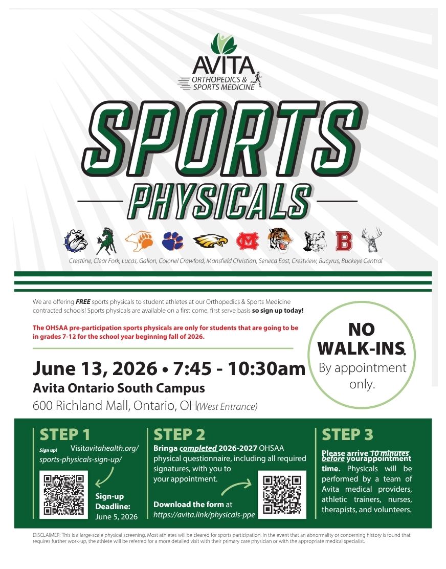 CrestviewAD's tweet photo. Book your FREE Sports Physical Appointment with AVITA https://t.co/7Vqr5VFtoo