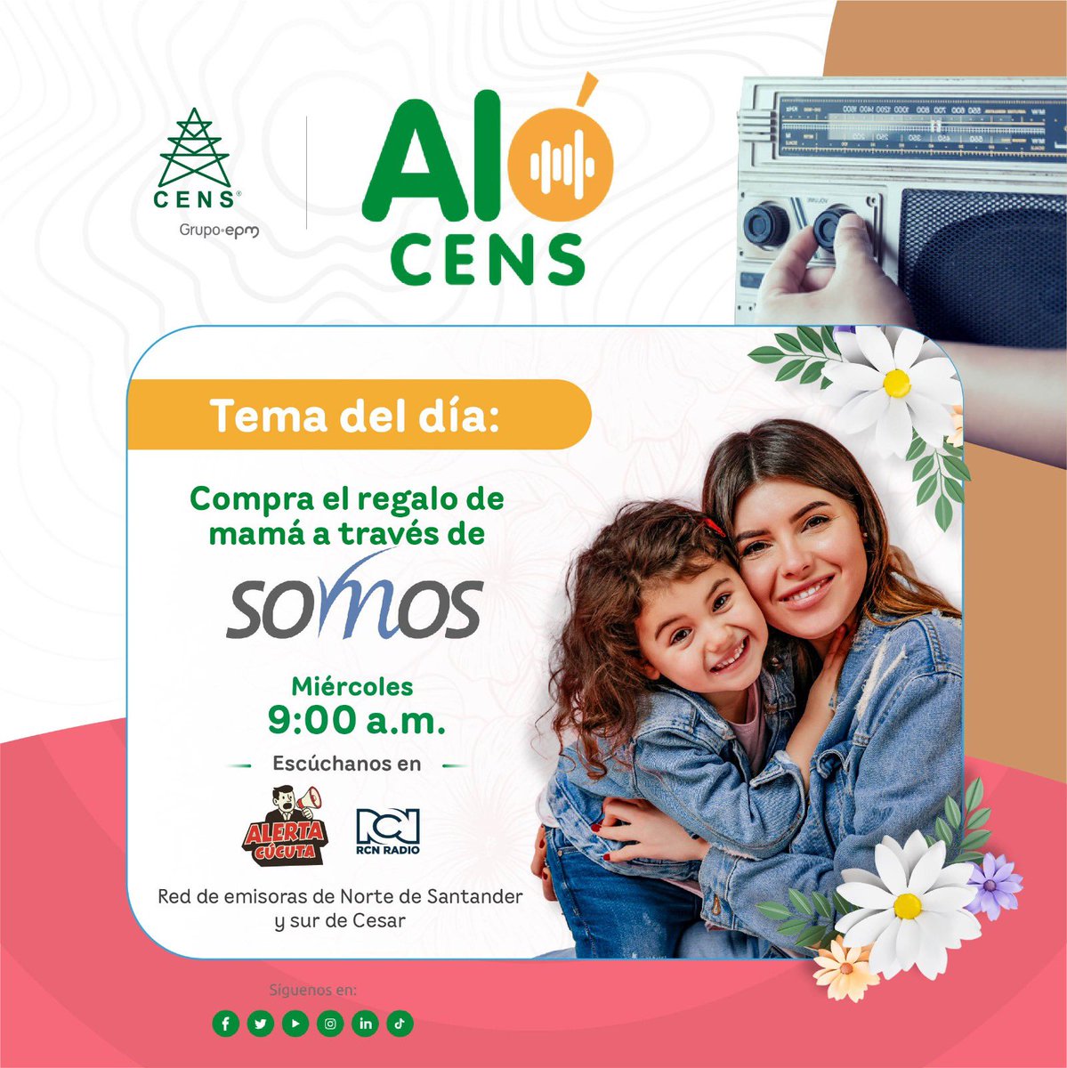 CENSGrupoEPM's tweet photo. 💚⚡️Llega una nueva edición de Aló CENS, un espacio para escucharnos, resolver inquietudes y seguir fortaleciendo el vínculo con nuestras comunidades en Norte de Santander y el sur del Cesar. 🎙

Sintonízanos por Alerta Cúcuta 940 AM 📻, participa y envíanos tu nota de voz al WhatsApp: 📲 3102574581.

¡Aló CENS, tu voz, tu energía!