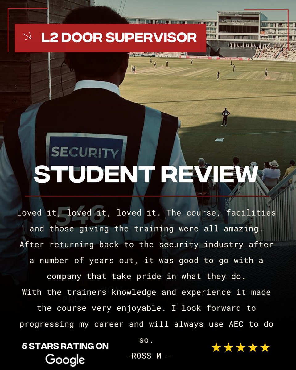 AecProtection's tweet photo. ⭐⭐⭐⭐⭐ “Loved it, loved it, loved it.”

Upcoming Door Supervisor Course Start Dates:

 📆 L2 Door Supervisor [Extended]: 
12 May | 09 June | 07 July 

📆 L2 Door Supervisor [Blended]: 
25 May | 22 June | 20 July

📲 https://t.co/O9QZhJsOYF https://t.co/Us9LKrgtne