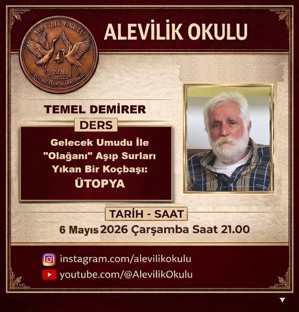 AliAleviyol's tweet photo. ALEVİLİK OKULU DERSLERİMİZ DEVAM EDİYOR...
Bu akşam Temel Demirer hocamız ile "GELECEK UMUDU İLE  “OLAĞAN”I AŞIP, 
SURLARI YIKAN KOÇBAŞIDIR ÜTOPYA" konulu dersimiz saat 21.00'de... https://t.co/uIVXCO9muV
