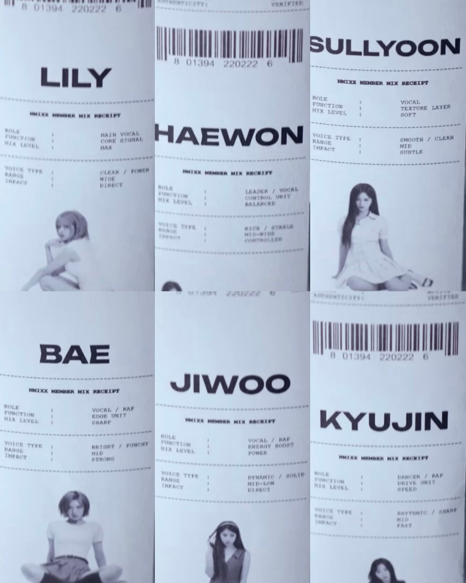 NMIXX positions according to their recent documentary

LILY: MAIN VOCAL
HAEWON: LEADER / VOCAL
SULLYOON: VOCAL
BAE: VOCAL / RAP
JIWOO: VOCAL / RAP
KYUJIN: DANCER / RAP