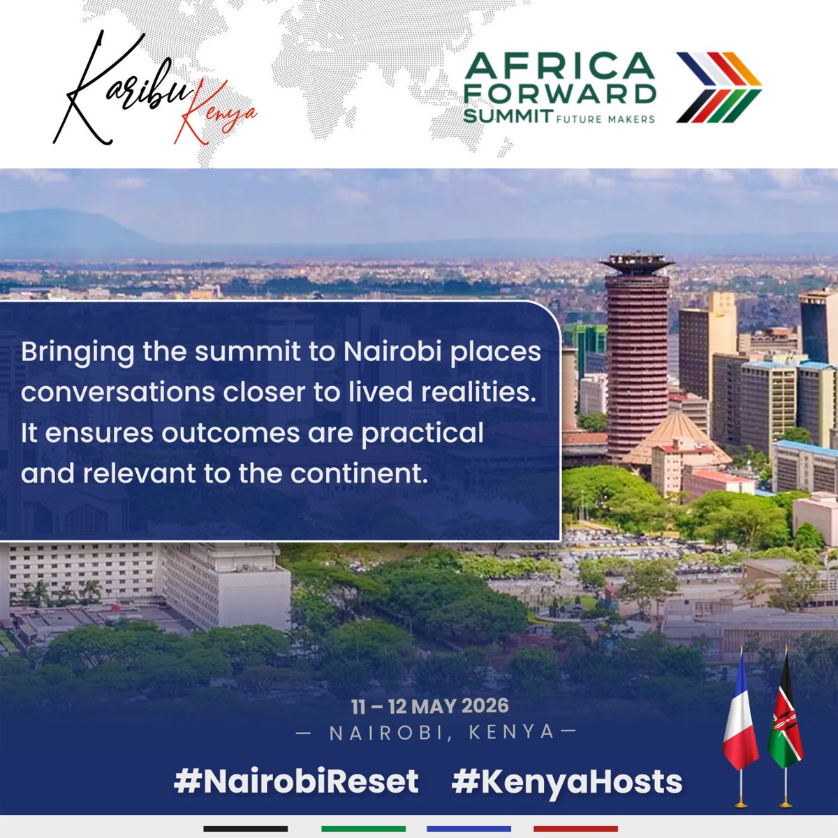 _TsPaige's tweet photo. Kenya makes history by hosting the Africa–France Summit 2026 in Nairobi, marking the first time in 53 years that an Anglophone nation leads this global platform. A powerful signal of a shifting Africa, united and forward-looking. #TheNairobiReset #KenyaHosts https://t.co/SAdIVaBUWu