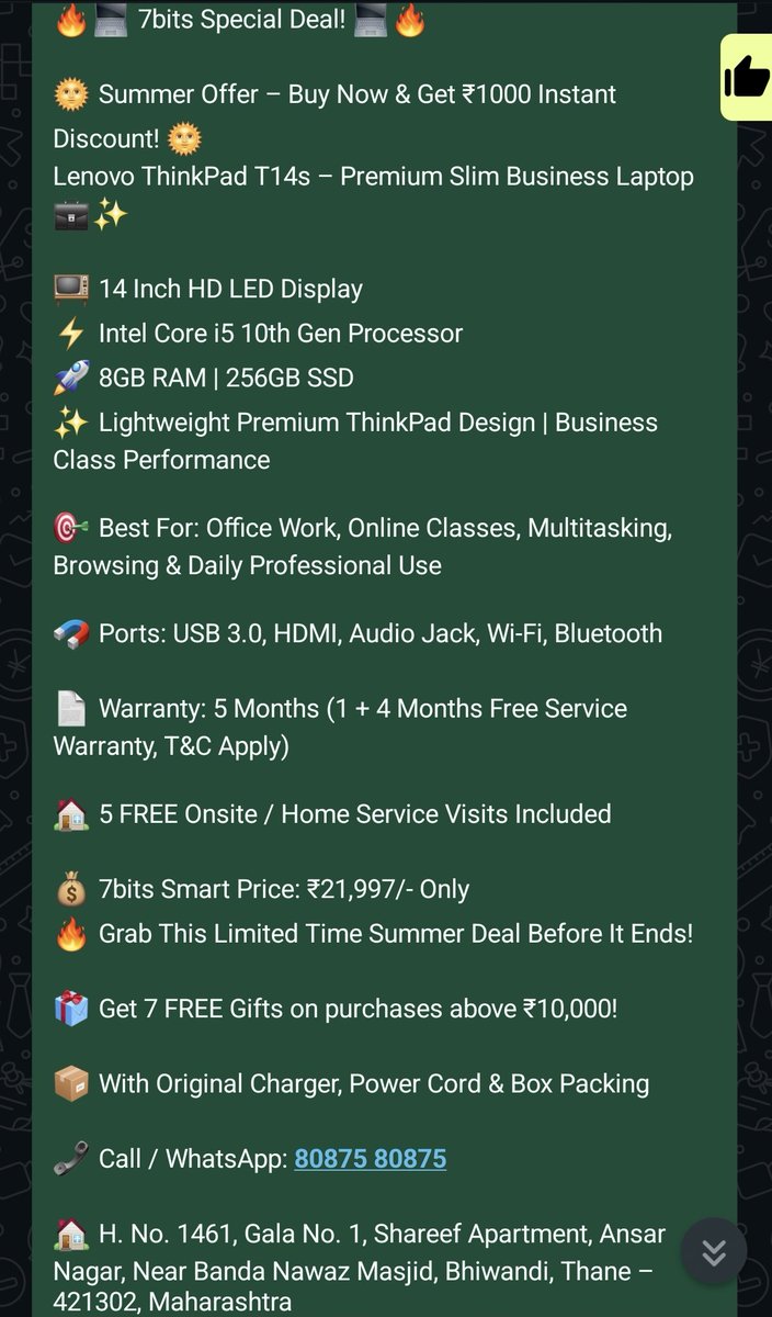 7bits_e's tweet photo. #7bits #7bitselectronics #7bitstechnology #7bits_e
#Bhiwandi #Thane #Mumbai #Maharashtra
#Lenovo #ThinkPad #LenovoT14s #i510thGen #BusinessLaptop #LaptopDeals #SSD #WorkLaptop #StudentLaptop #OfficeLaptop #RefurbishedLaptop #UsedLaptop https://t.co/LMRCclDT6y