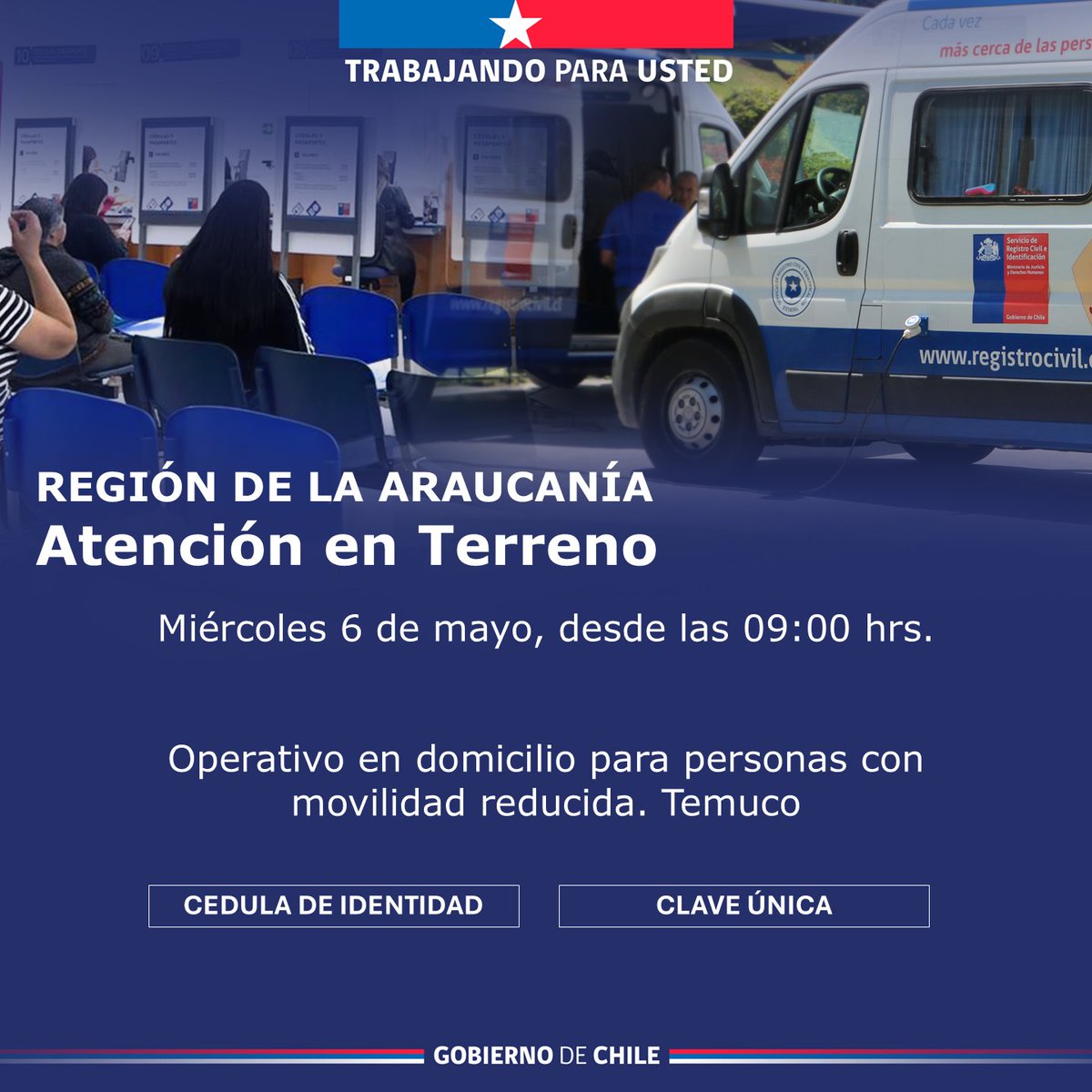 💙 Nuestro equipo de atención terreno se trasladará a #Temuco #regiondelaaraucania para la atención a los usuarios con movilidad reducida.