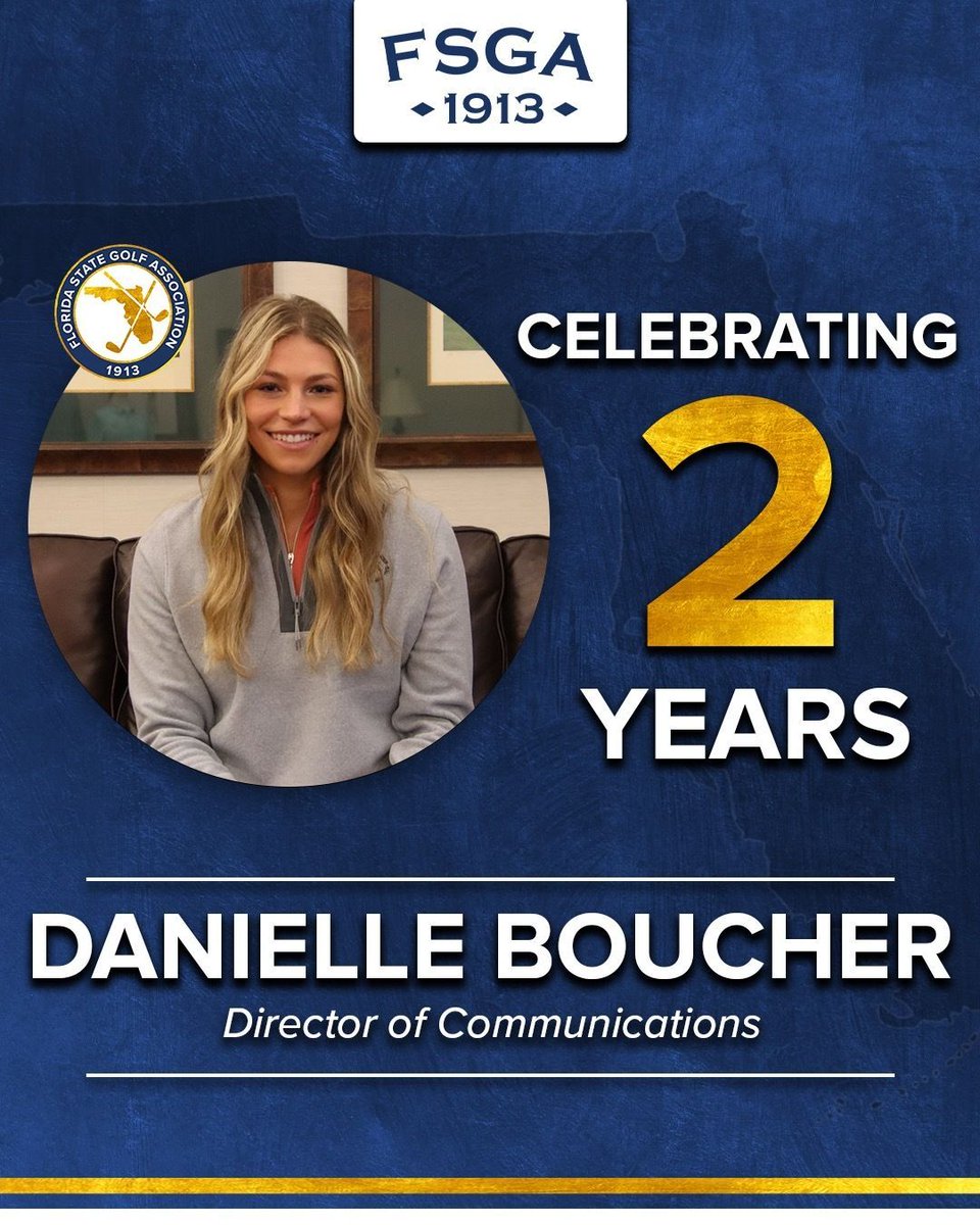fsga's tweet photo. Celebrating 2 years of Danielle and Chadd!👏 

Chadd keeps everything running smoothly in the Southeast, overseeing One-Days, Championships, Qualifiers, and more, all while holding it down as a Class A PGA Professional.

And Danielle… well, conveniently the one writing this. https://t.co/OtekbxngNb