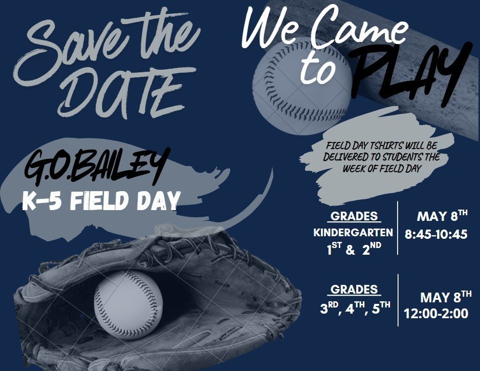 GOBES_Tift's tweet photo. Reminder! Field Day for K-5 is quickly approaching! If there is inclement weather you will be notified of any changes. https://t.co/JbHlKDn0IM