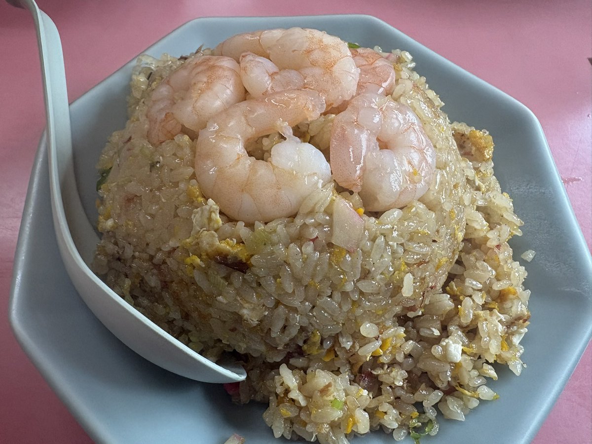 お昼に食べた町中華が最高でした〜。新白河駅すぐの菜華軒さん。塩チャーシューワンタン麺とエビチャーハン
