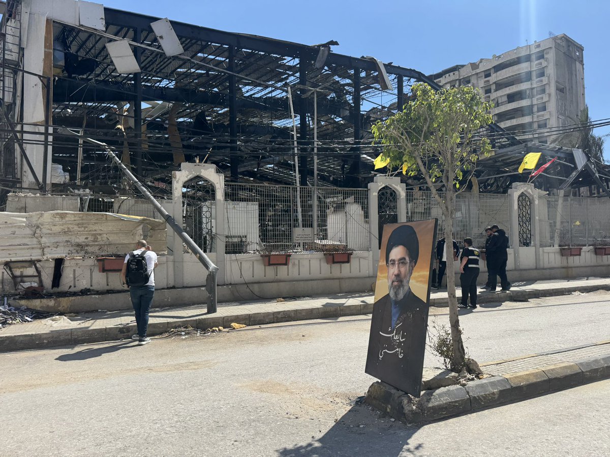 ZeinakhodrAljaz's tweet photo. Hezbollah once held ceremonies, rallies … its leaders delivered public speeches Sayyada Shuhada complex – an important symbol for the group destroyed during an intense weekslong Israeli military campaign #Beirut southern suburbs https://t.co/iW2Ms9Dalx