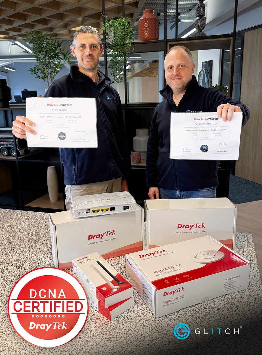 🚀 We’re now DrayTek Certified Network Administrators (DCNAs).

Upgrade your routers, Wi‑Fi and network security with certified design, faster support and rock‑solid performance.

Thinking of a network refresh? Let’s talk.

#DrayTek #Networking #WiFi #BusinessIT #ITServices