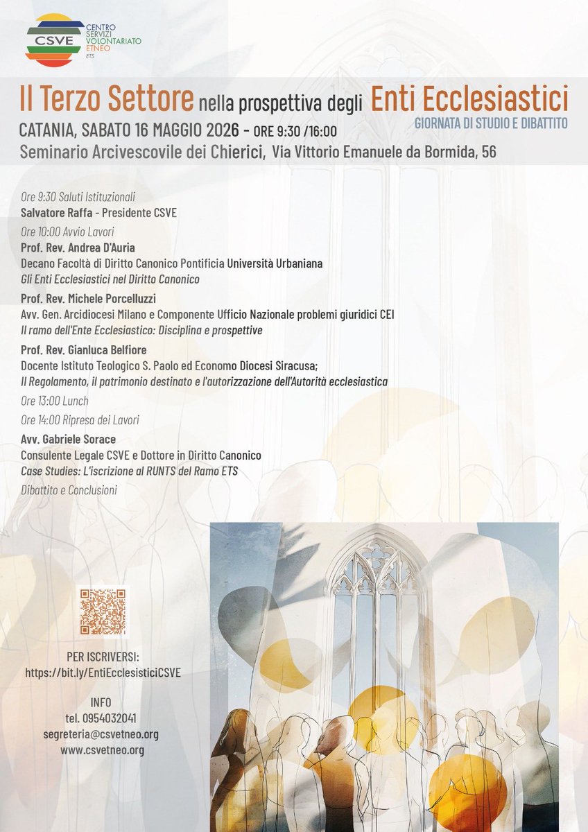 soraxstar's tweet photo. #Terzosettore #Dirittocanonico Giornata di studio Sabato 16 maggio 2026 a Catania @CSVnet @DiocesiAcireale @Avvenire_Nei @Lasiciliaweb https://t.co/4OpwyxWxZW