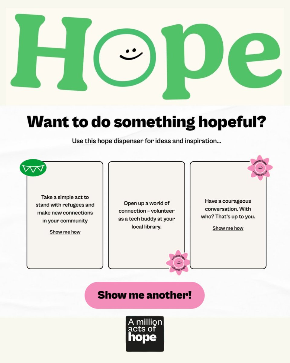 LifewordsUK's tweet photo. We love hearing stories about how you have been sharing hope in your communities. 

A Million Acts of Hope's Week of Action is almost here. They've just launched their Hope Dispenser to help you think through what you could do.

Find out more: https://t.co/m23fcWk8Aw https://t.co/CWPKnbiQa8
