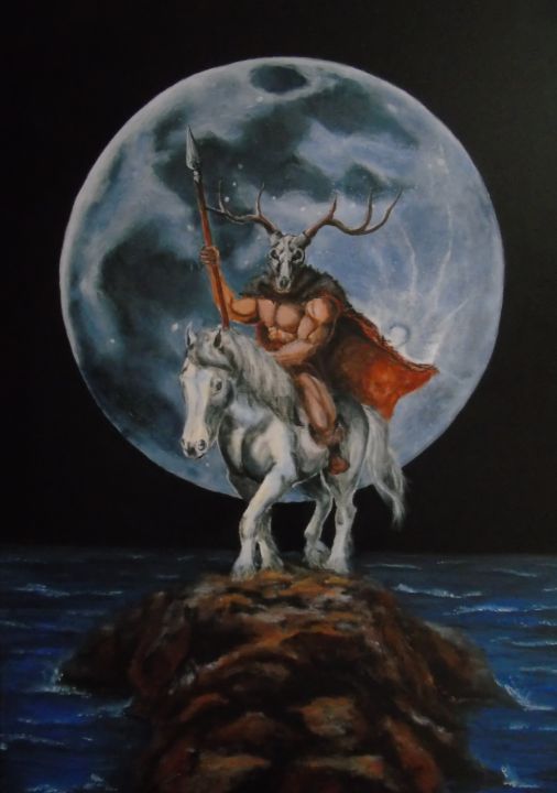 BlaesiusC's tweet photo. Art of the Day! "LE DIEU CORNU CERNUNNOS". Buy at: https://t.co/Sf2OveYENF https://t.co/g9QeYL8fnt