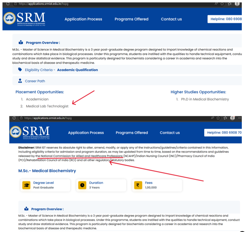 TMMAOfficial's tweet photo. 🚨 Members are advised to circulate this post and the contents of this post amongst your academic circles and with your institutions where you are employed.

SRM, JSS, KMC Manipal - the students pursuing/ seeking admission into MSc Medical Courses in these institutions must know these institutions have allegedly converted the courses and the curricula to fit into Allied Commission as Allied Professionals/ Lab Technologists. While they retained the nomenclature MSc Medical Biochemistry etc., they no longer are producing Medical Teachers with Medical Degrees but are producing Lab Technologists/ Allied Professionals to fit into Diagnostics and Allied Sector. 

While the association is making every effort to address this issue at both the institutional level and to educate at the level of the students pursuing these courses/ graduating with non-medical/ allied degrees from these institutions, there is extreme danger to the academic integrity of the profession of MSc Medical Postgraduate Professionals trained to be medical teachers holding Medical Degrees from the same institutions. 

In the next stage, the association will educate the recruitment departments, the managements and the administrative heads of the medical institutions about these changes, will release a handbook of guidelines/ suggestions to identify and keep away the unqualified MSc Medical degree holders to safeguard the interests of the qualified MSc Medical Degree holders and of the Medical Education. 

Beware of imposters. Beware of unqualified MSc Medical/ Allied/ Non-Medical Degree holders. 

@SRM_Univ @MAHE_Manipal 

#MedX #MedTwitter