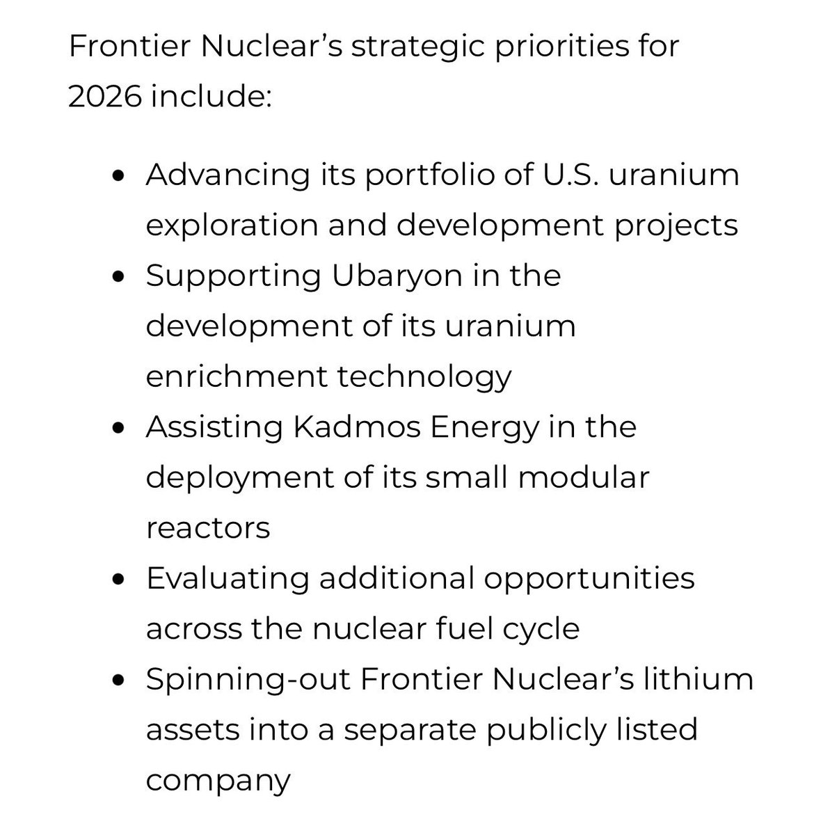 Nuclear stocks are on fire today. I do believe market is understimating $FNUC Frontier Nuclear is positioning itself as more than a pure explorer: U.S. uranium assets + stakes in enrichment tech (via Ubaryon) and SMRs (via Kadmos Energy portfolio company). The uranium sector