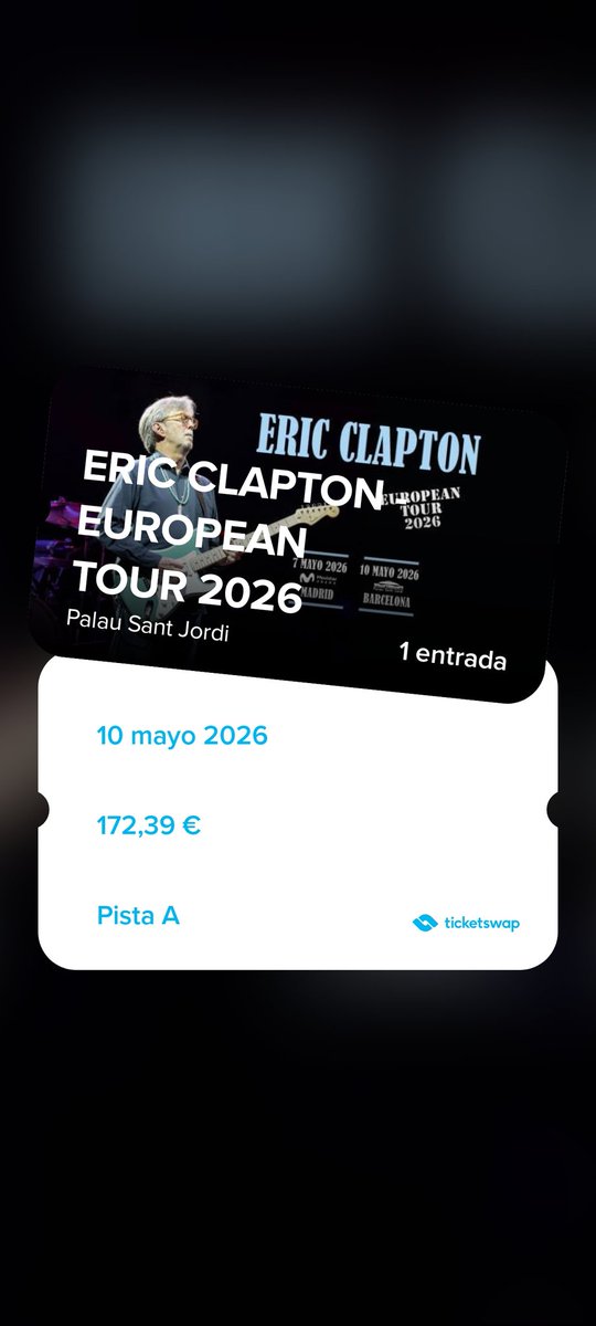 ser1332007's tweet photo. Vendo entrada de Eric Clapton en Barcelona.
#Barcelona #Rock #Blues #EricClapton

https://t.co/gJC9e2ar49 https://t.co/5CnriI0QKo