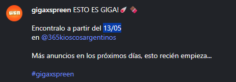 GigaxspreenNews's tweet photo. 🔶 | Oficialmente quedan 7 días para el 13 de mayo.
Llevaran el alfajor Giga a en 365 kioscos argentinos
#gigaxspreen #spreen https://t.co/C9QnU0BCLx