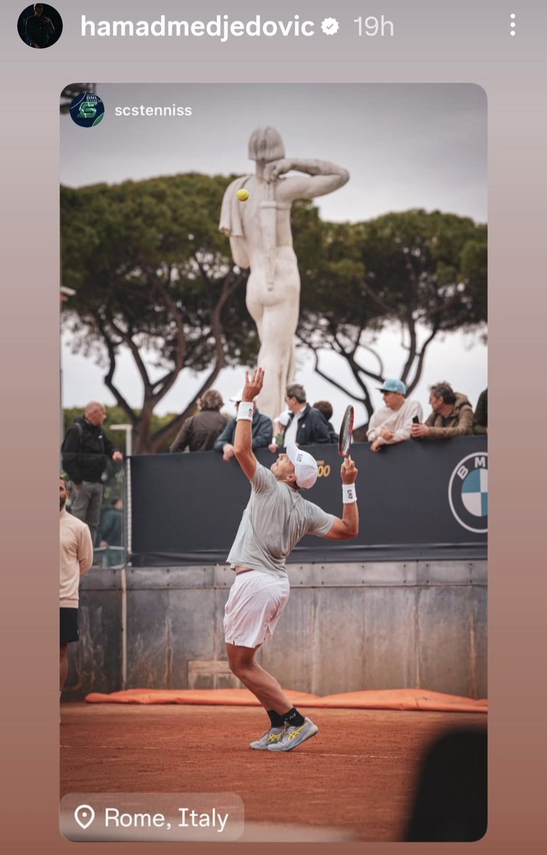 MilicaM84932667's tweet photo. . @MedjedovicHamad in Rome today 🇮🇹 
@InteBNLdItalia
Practice session 🎾 

#IBI26   #idemo 🙌
📸: @MedjedovicHamad IG https://t.co/Upl454Ve07