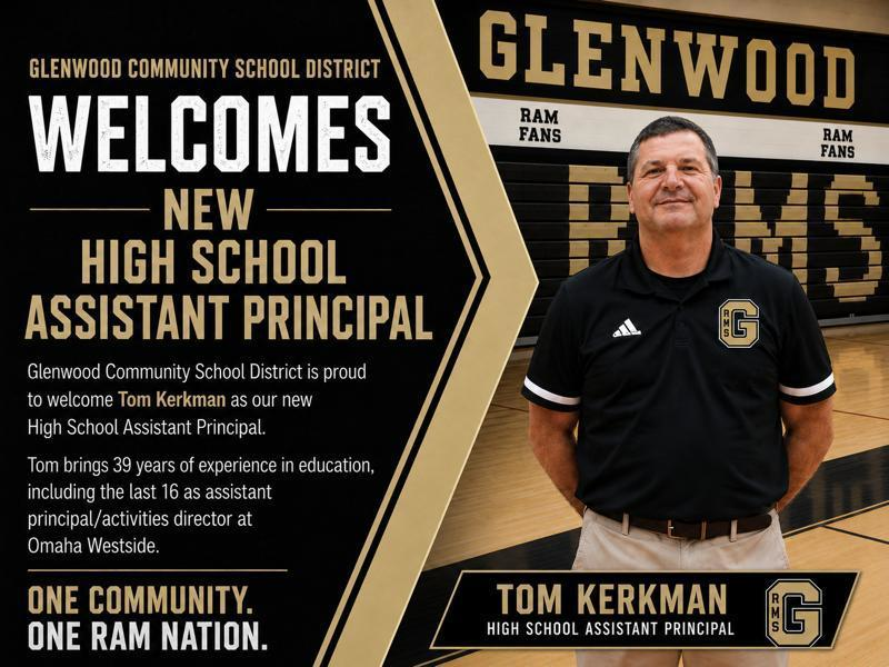 GCSD_District's tweet photo. Please join us in welcoming Tom Kerkman to Glenwood Community School District as our new High School Assistant Principal (pending board approval)! 🖤💛 https://t.co/Ideh2DsShI