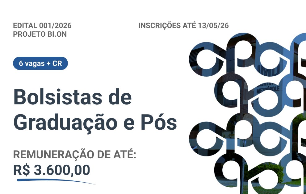 metropoledigi's tweet photo. #EditaisIMD
🔹Abrimos seleção com 6 vagas para o projeto Bi.On (sistema de apoio à decisão clínica)
🔹 Inscrições até 13/05 | 💰 Bolsas de R$ 1,2 mil a R$ 3,6 mil
🔹 Resultado em 22/05 https://t.co/PiaSYigKtg
