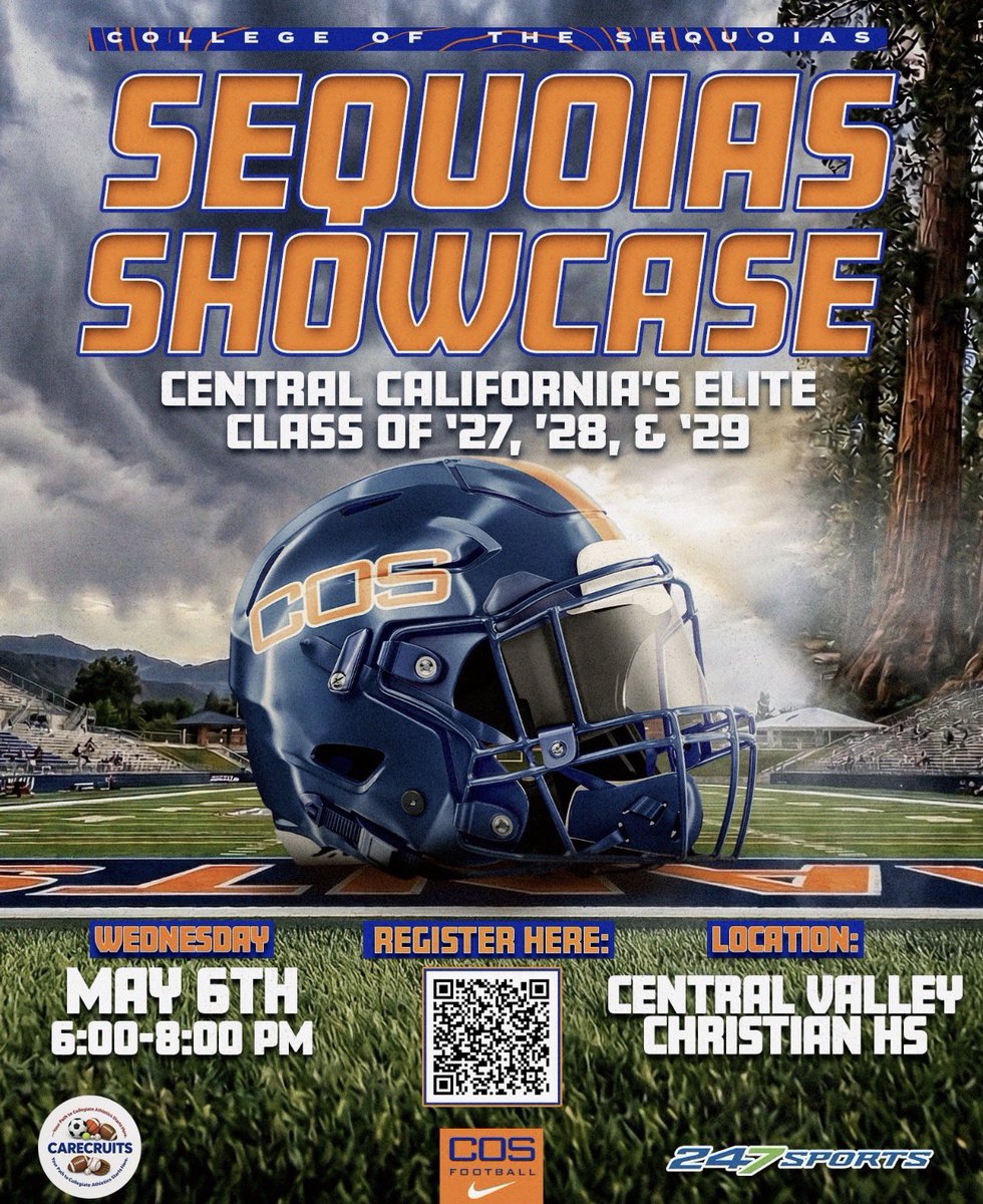Today I will be at the College Of The Sequoias showcase and I'm looking forward to meet the coaches and show out what | got and do my best. I want to thank coach <a href="/coach_Boles/">Coach Boles!</a> for this opportunity! A <a href="/SangerWestFB/">Sanger West Football</a> <a href="/Rob_E_Light/">Robinson</a> <a href="/COSGIANTS_FB/">COS Giants Football</a> <a href="/CoachLogo/">Ricky Logo</a> <a href="/CoachKHensley/">Kody Hensley</a> <a href="/Coach_Entz/">Coach Matthew Entz</a>