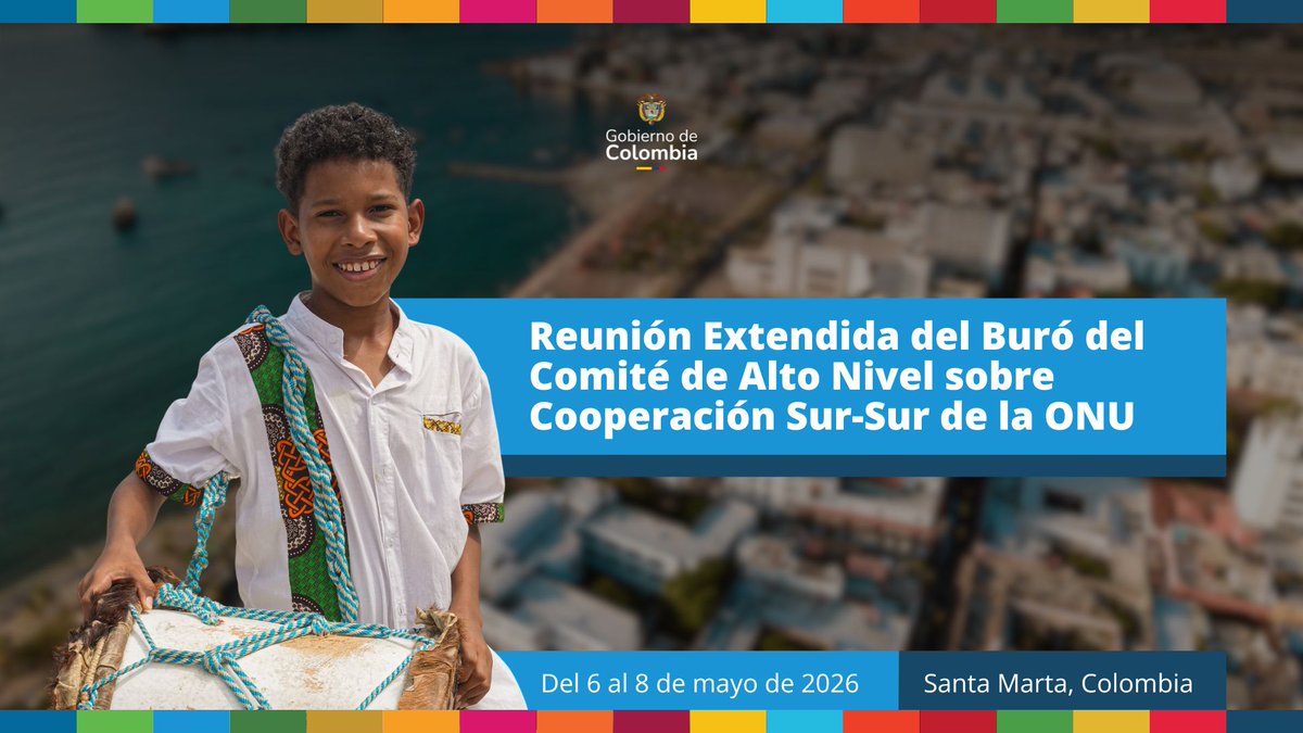 APCColombia's tweet photo. #AgendaAPCColombia 📌 | !Del 6 al 8 de mayo, desde Colombia, el mundo, #MiraAlSur!

Colombia, en cabeza de #APCColombia, es sede de la Reunión Extendida del Comité de Alto Nivel sobre #CooperaciónSurSur de @UNOSSC.

Conoce más de este evento aquí 👇🏾
https://t.co/9LXRBNZNwX https://t.co/06VhKTqIye