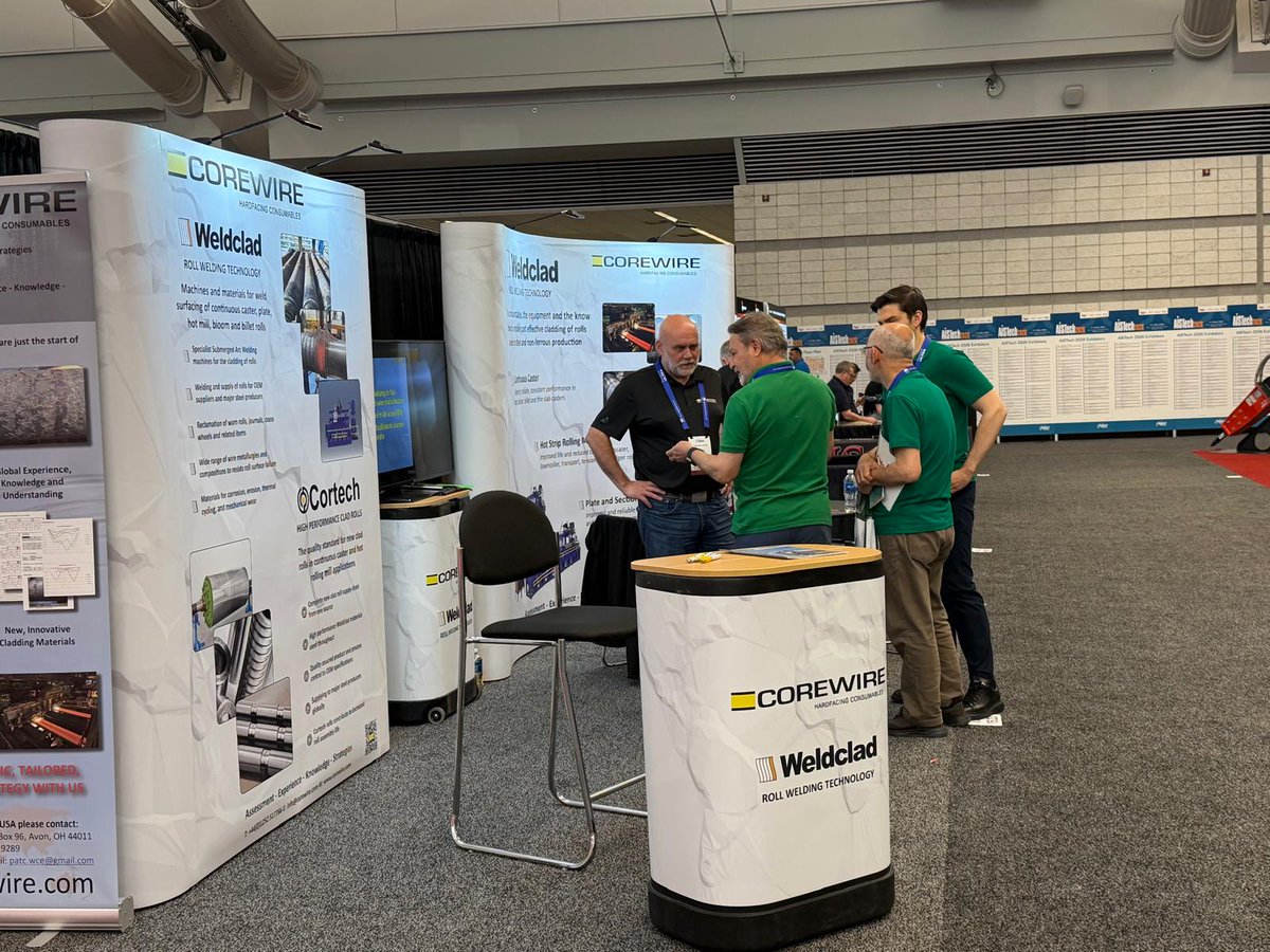 CorewireLtd's tweet photo. Day 3 at AISTech and the visitors keep coming! So good to see so many people. Come and visit us on Booth #1523 and talk all things #RollWelding and #Hardfacing.

#Weldclad #Corewire #Forgeweld #Diewelding @AISTSteelNews @AISTech https://t.co/2TRVoMNP5X