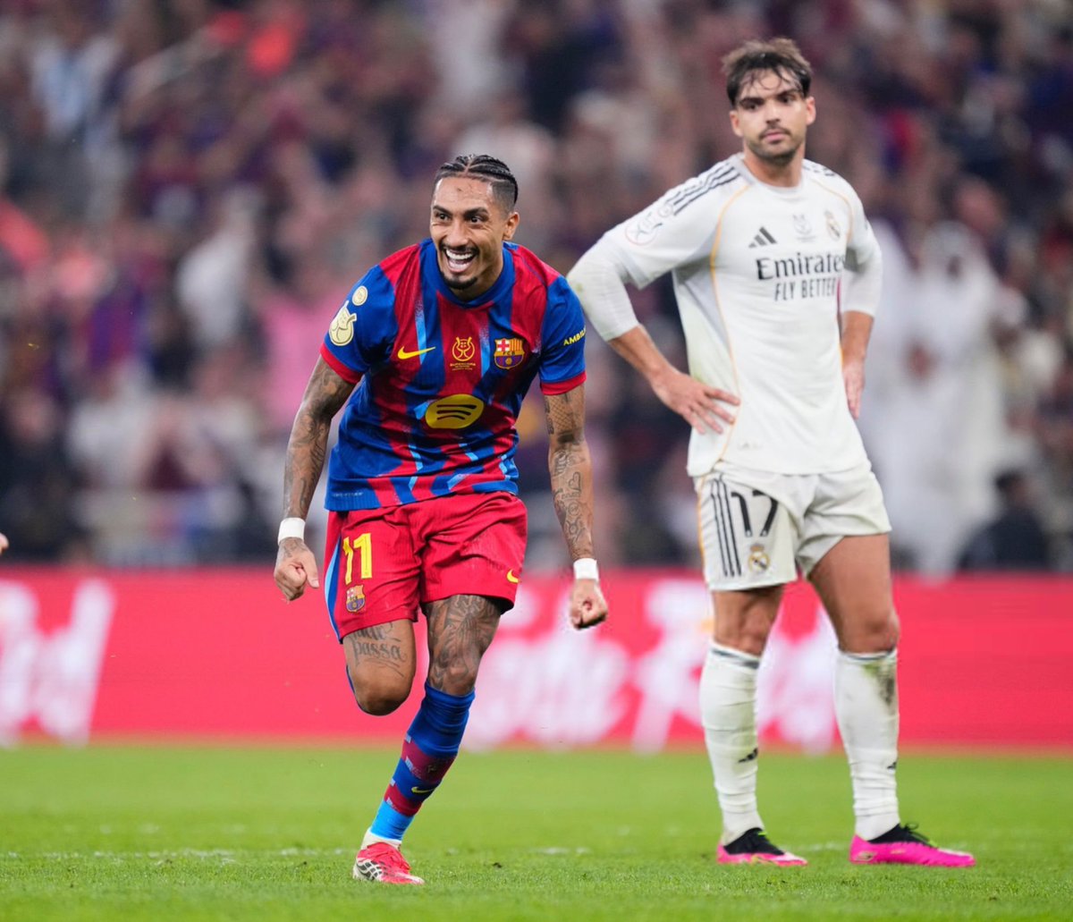 O Real Madrid é o adversário favorito de Raphinha.

Ele enfrentou o Madrid mais do que qualquer outro time, venceu o maior número de partidas e marcou o maior número de gols.

No geral, ele jogou 12 Clássicos, e venceu 8 deles.