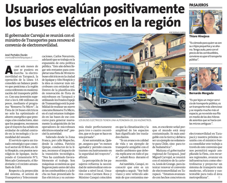 SebaCruzadoUC's tweet photo. Los buses eléctricos han sido también un éxito en Iquique, es una política pública que merece ser expandida tanto ahí como en el resto de Chile https://t.co/lQz9labPQk