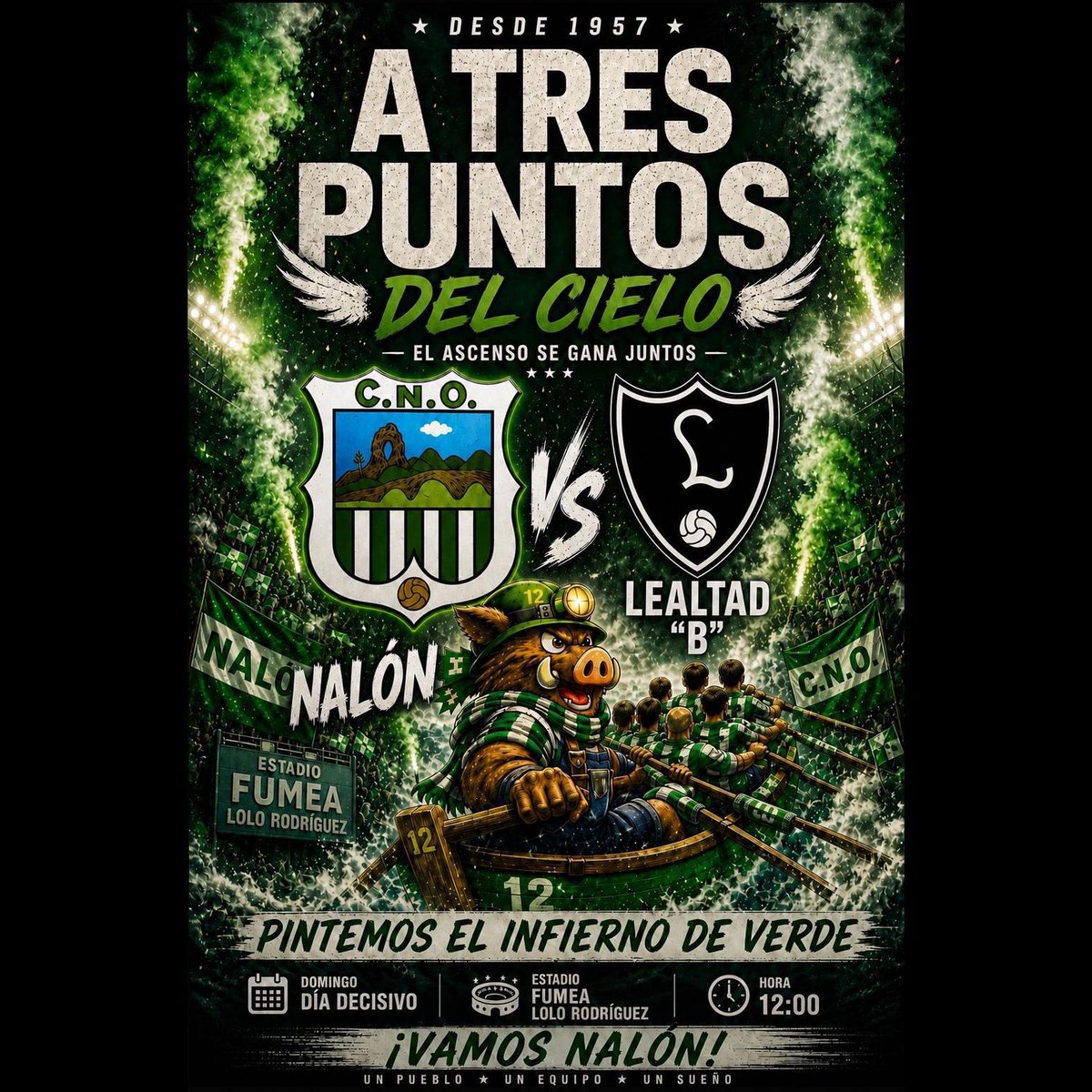 NALONCF's tweet photo. Pintamos el infierno de verde?? Este domingo nos jugamos el ascenso en casa 💚💚💚 todos a Fumea !! 
@NALONCF #CDLealtadB 
12h
Fumea Lolo Rodríguez 
#Nalonizate #SomosUno https://t.co/sB61ZxhWJ5