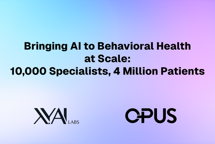 XYAILabs's tweet photo. We’re excited to share that we're partnering with Opus to bring our AI agents to:

➡️10,000 behavioral health specialists
➡️ Serving 4M patients

Real workflows, automated. Details:
https://t.co/aqKoPjcDIE

#AI #HealthcareAI #BehavioralHealth #AgenticAI #HealthTech https://t.co/OfSSbo7XQ0