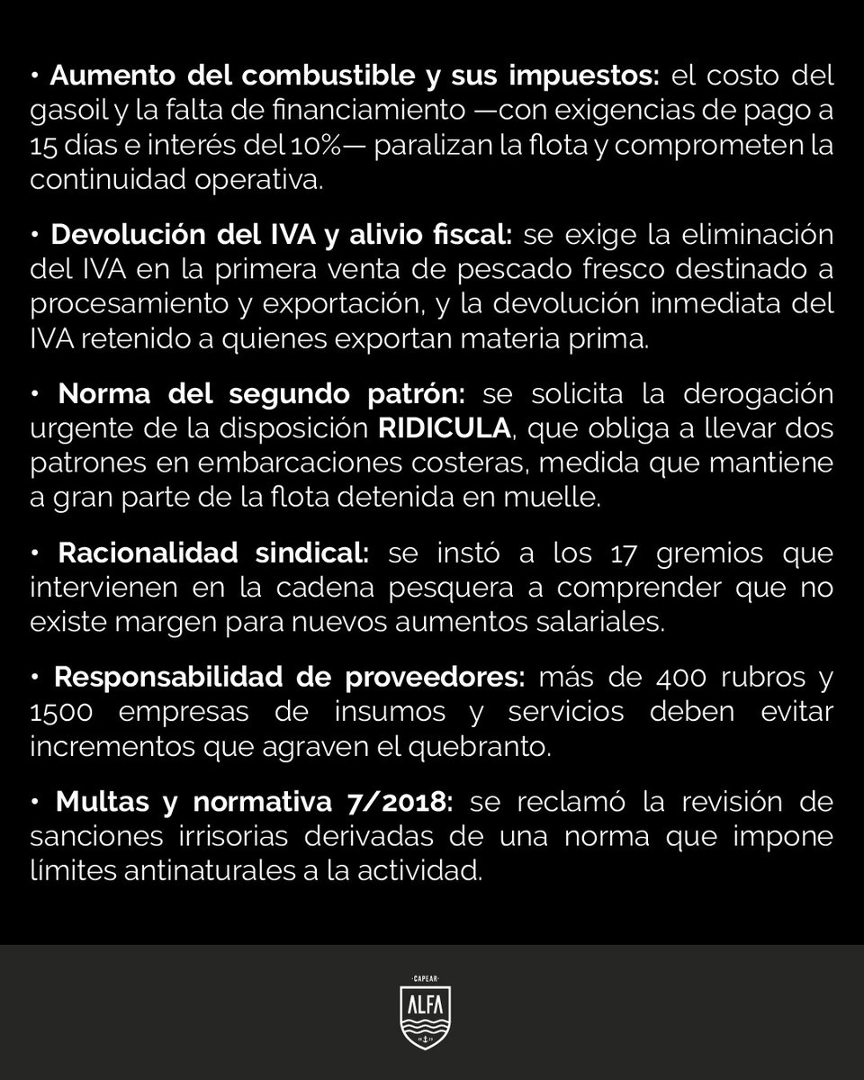 capear_alfa's tweet photo. La pesca no pide subsidios: pide reglas claras, alivio impositivo y condiciones para trabajar https://t.co/qzUhE2GszJ